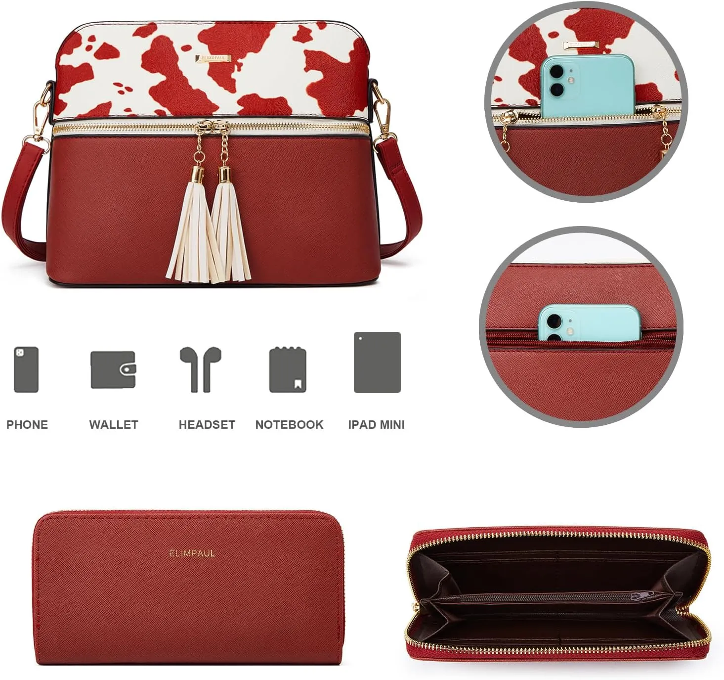 Women Fashion Handbags Wallet Tote Bag Shoulder Bag Top Handle Satchel Purse Set 4pcs