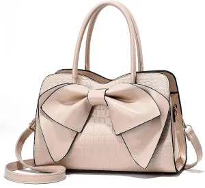 Women Handbag Purse Top Handle Shoulder Crossbody Bag with Bow Design