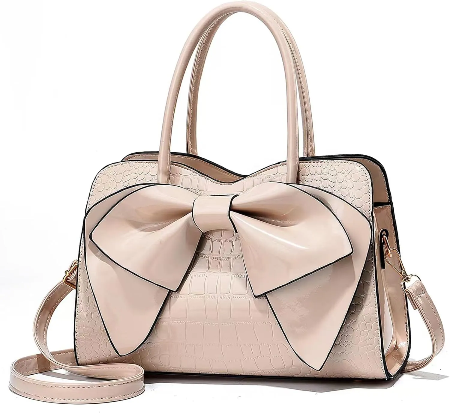 Women Handbag Purse Top Handle Shoulder Crossbody Bag with Bow Design