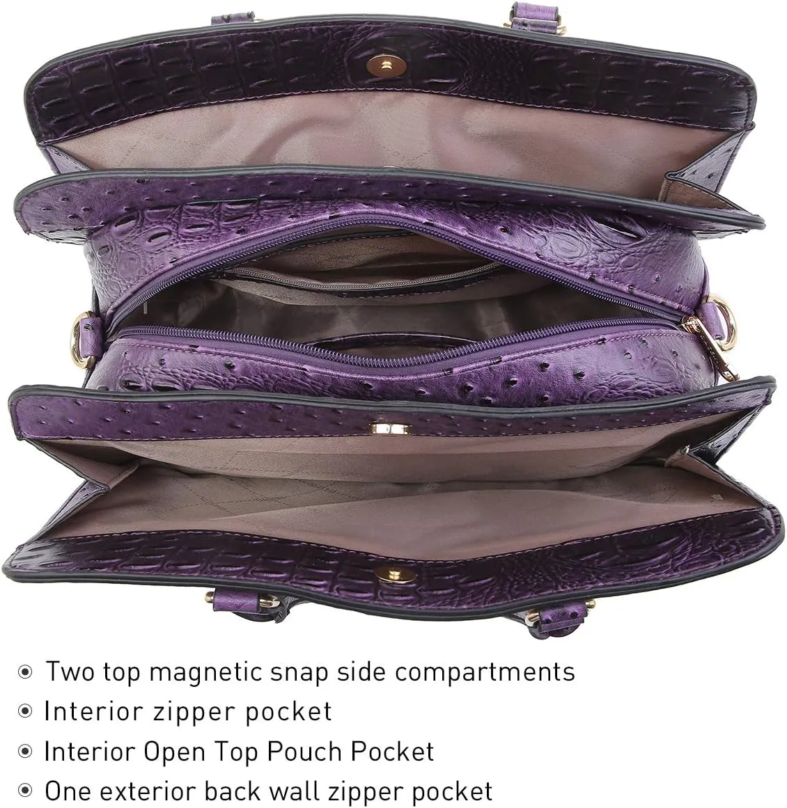 Women Handbag Wallet Tote Shoulder Hobo Bag Top Handle Satchel Purse Set 2pcs with 3 Compartments