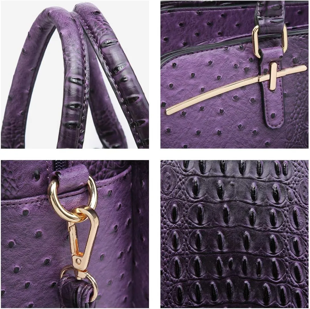 Women Handbag Wallet Tote Shoulder Hobo Bag Top Handle Satchel Purse Set 2pcs with 3 Compartments
