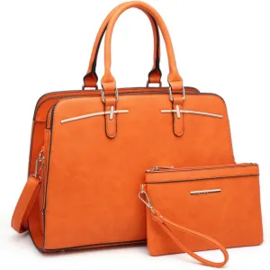 Women Handbag Wallet Tote Shoulder Hobo Bag Top Handle Satchel Purse Set 2pcs with 3 Compartments