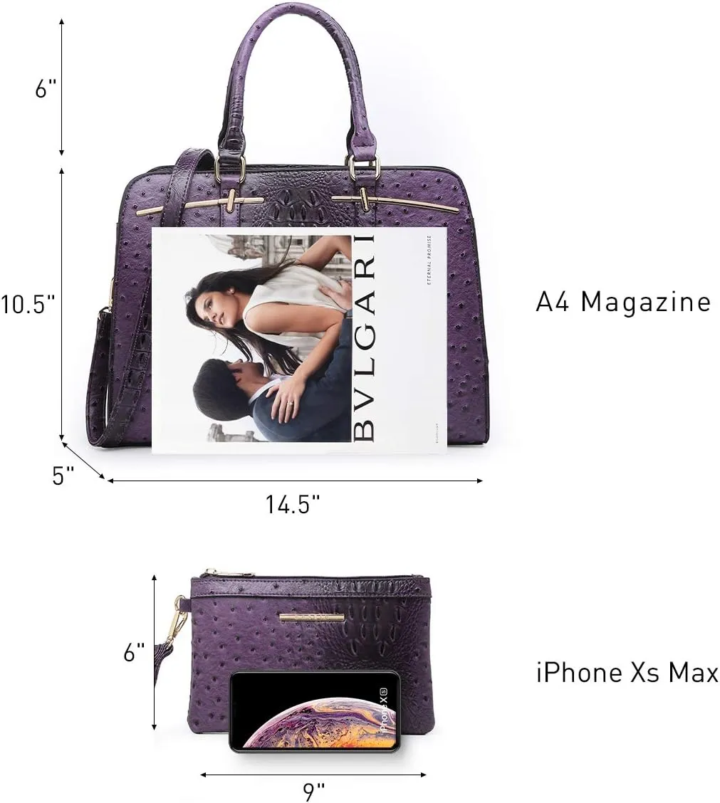 Women Handbag Wallet Tote Shoulder Hobo Bag Top Handle Satchel Purse Set 2pcs with 3 Compartments