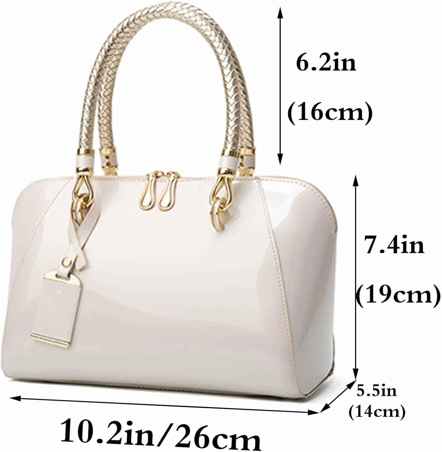 Women Handbags Shiny Paten PU Satchel Purse Shoulder Tote Top-Handle Crossbody Bag