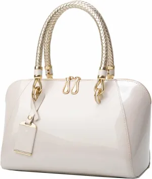 Women Handbags Shiny Paten PU Satchel Purse Shoulder Tote Top-Handle Crossbody Bag