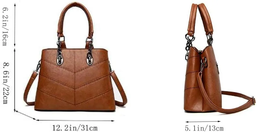 Women Ladies Handbags Set 3 Pcs Patent PU Tote Satchels Shoulder Bag Clutch Purse Wallet
