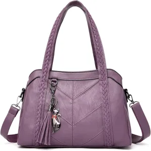 Women Purse and Handbags Fashion Tote PU Stiching Top Handle Satchel Shoulder Bag