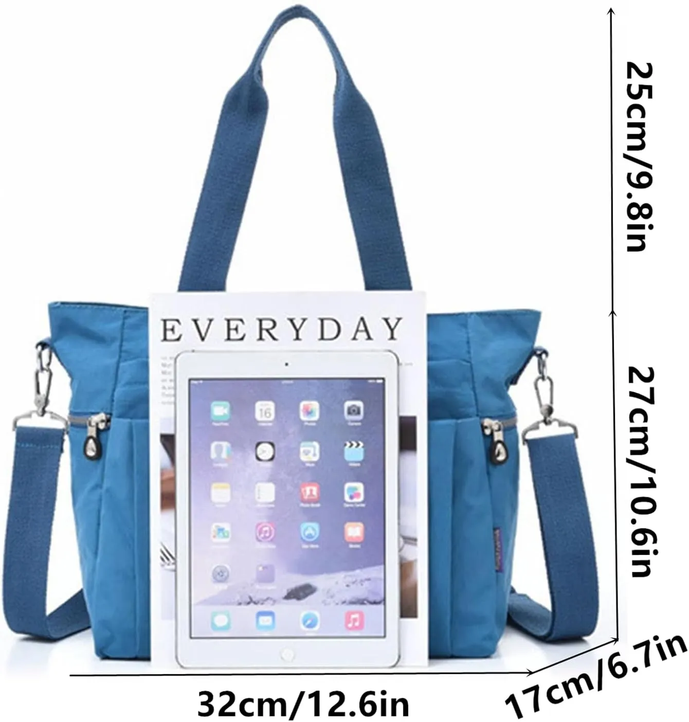 Women RFID Crossbody Bag Multi Pocket Shoulder Bag Waterproof Nylon Travel Satchel Handbag Purse