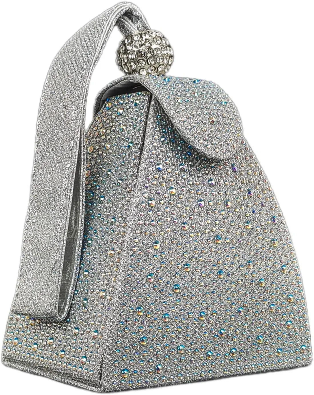 Women Rhinestone Unique Evening Bag Triangle Handbag Wristlet Clutch Purse Wrist Bag