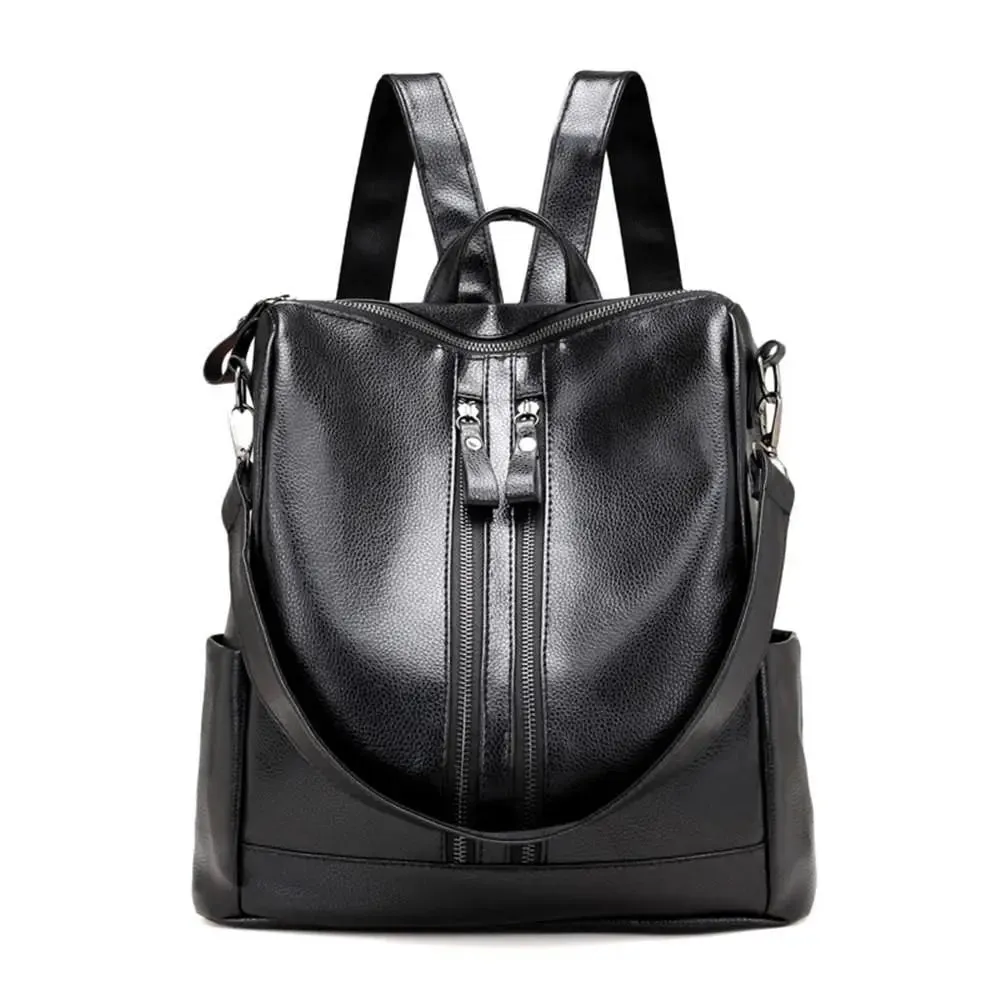 Women Soft Leather Backpack School Black Casual Multifunctional College Bag Large Capacity Shoulder Bags Travel Tote Backpack