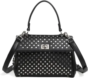 Women Studs Top Handle Bag, Vegan Leather Satchel Purse For Women, Designer Punk Purse, Luxury Women's Crossbody Purse