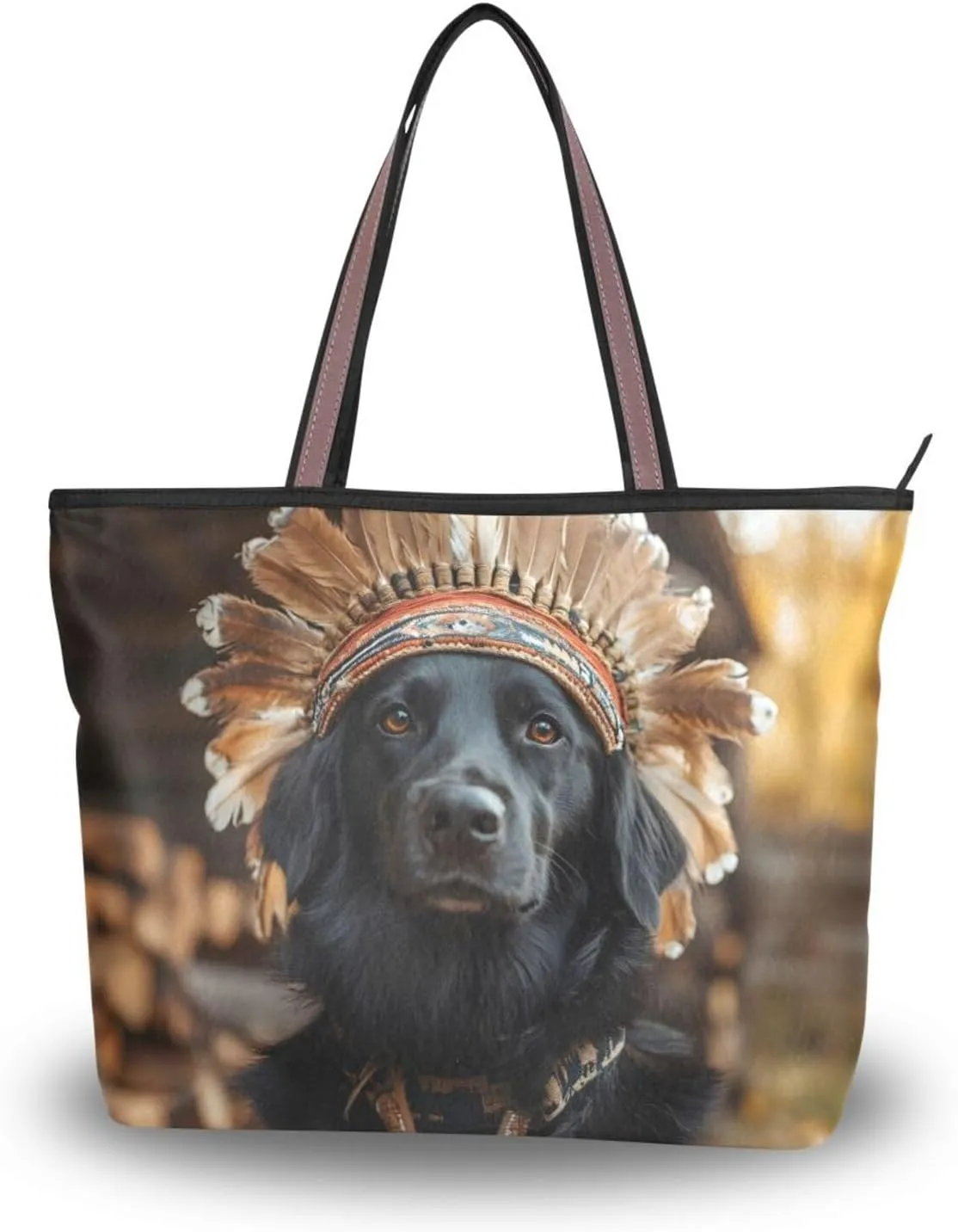 Women Tote Bag Labrador Chief Print for Everyday & Travel, Handbag Purse Reusable Grocery Bag Large