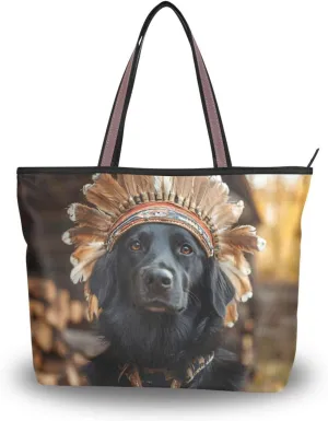 Women Tote Bag Labrador Chief Print for Everyday & Travel, Handbag Purse Reusable Grocery Bag Large