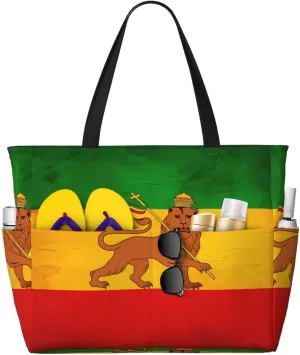 Women's Beach Travel Bags Large Waterproof Tote Bag with Pockets Sandproof Handbag for Beach Gym Vacation