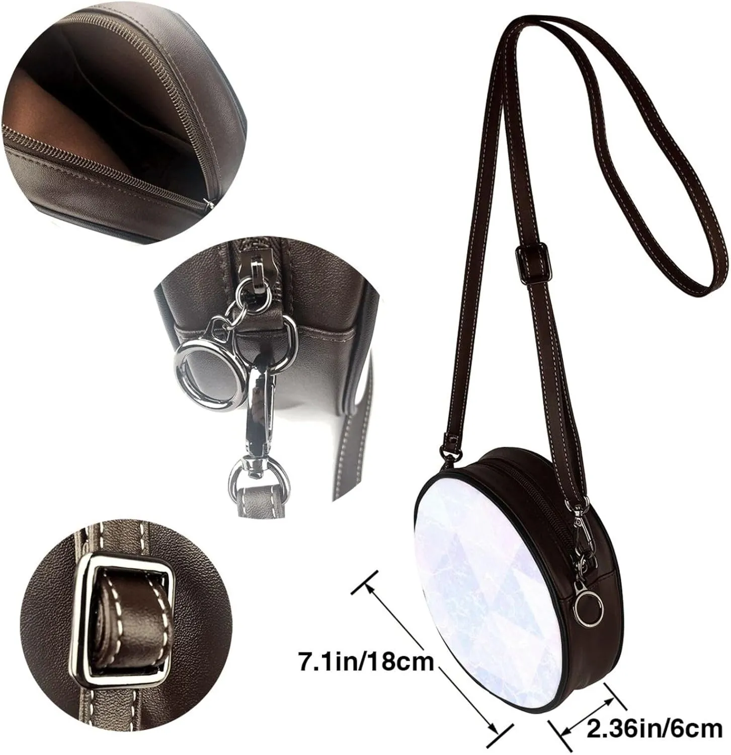 Women's Crossbody Purse - PU Leather Crossbody Bags for Women, Circle Purse Bag for Travel Business Party