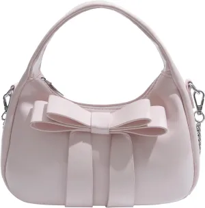 Women's Cute Big Bow Knot Top Handle Purse Leather Shoulder Handbags Zipper Crossbody Satchel