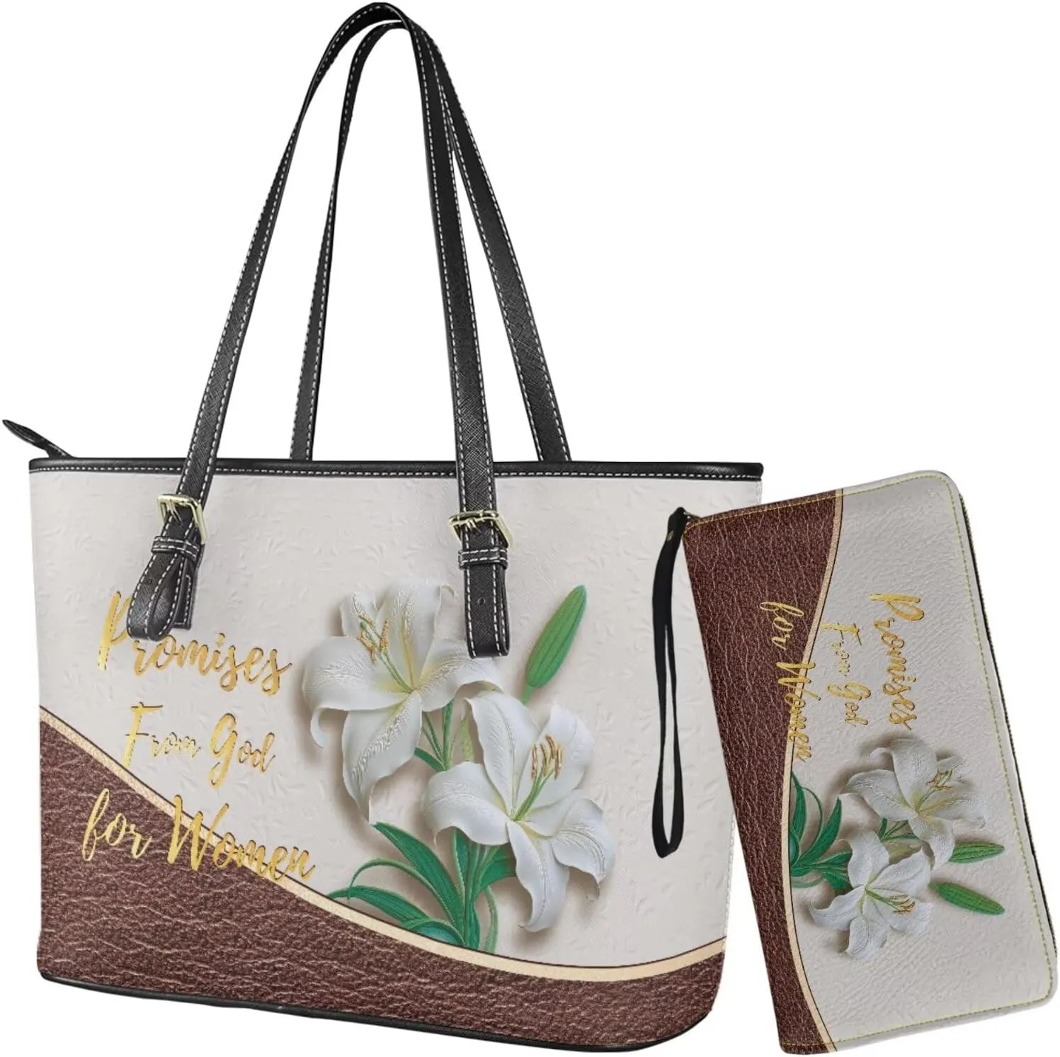 Womens Handbag Sets Satchel Purse Waterproof Tote Bag with Wallet Set for Ladies