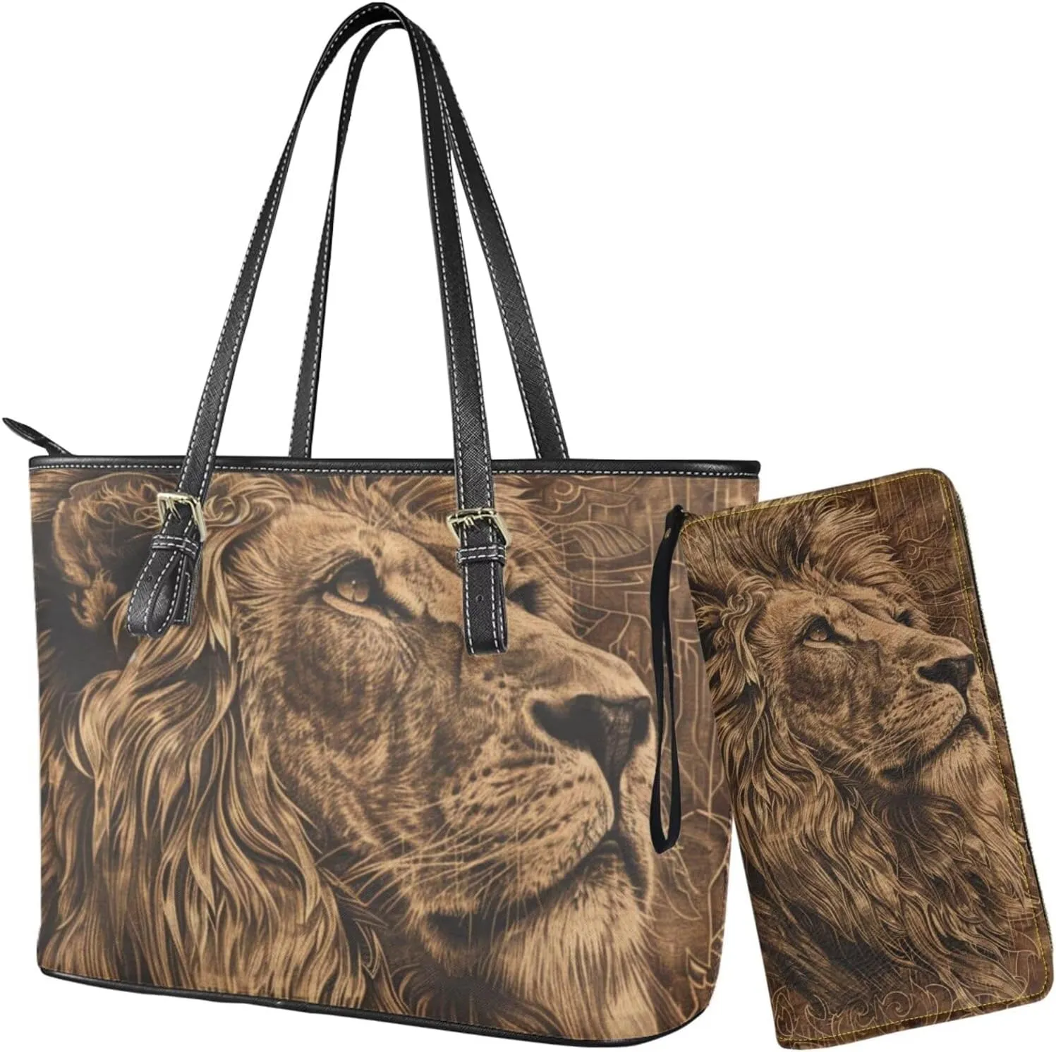 Womens Handbag Sets Satchel Purse Waterproof Tote Bag with Wallet Set for Ladies