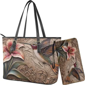 Womens Handbag Sets Satchel Purse Waterproof Tote Bag with Wallet Set for Ladies