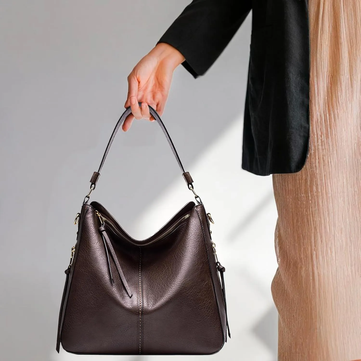 Women's Handbag Shoulder Bag Vintage-Inspired PU Vegan Leather Stylish Crossbody Bucket Purse Satchel