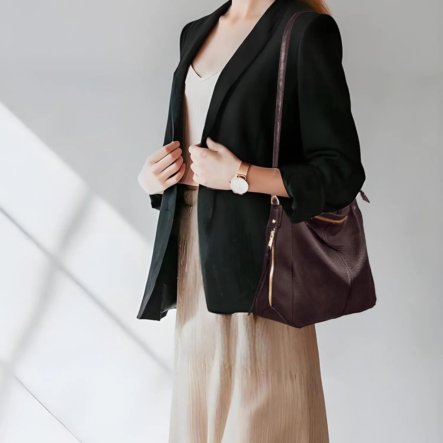 Women's Handbag Shoulder Bag Vintage-Inspired PU Vegan Leather Stylish Crossbody Bucket Purse Satchel