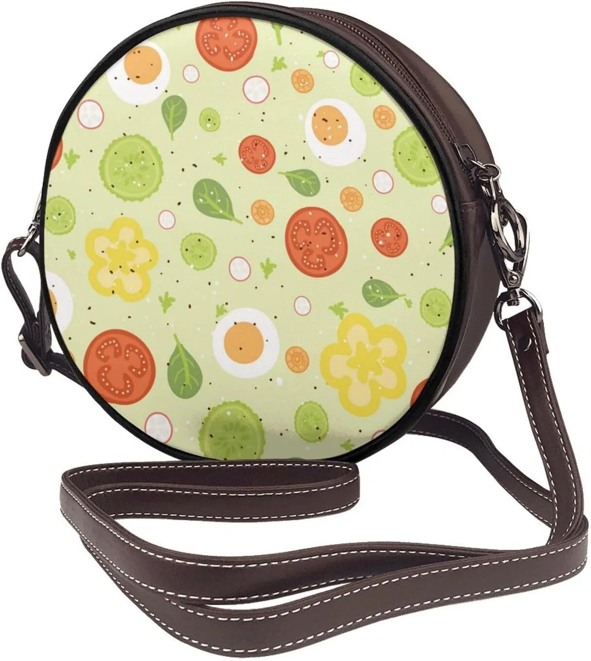 Women's Leather Flap Crossbody Purse Handbag Shoulder Bag, Sling Round Bag for Party Christmas