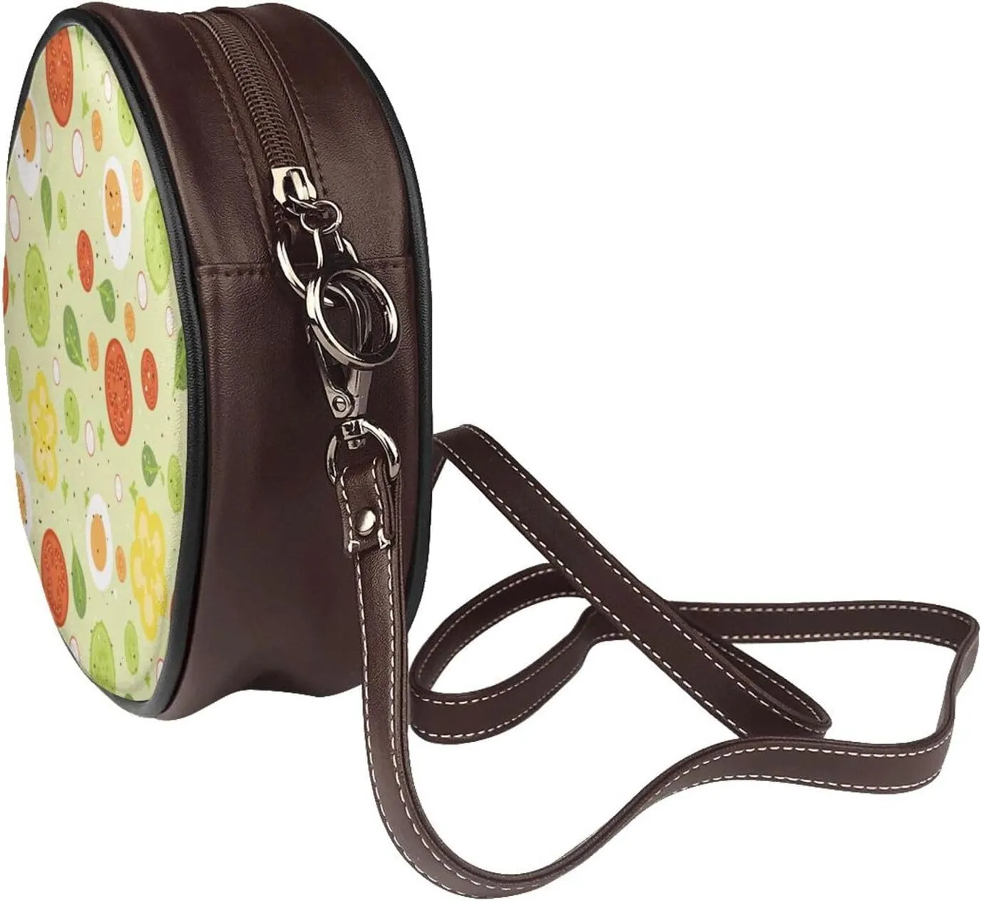 Women's Leather Flap Crossbody Purse Handbag Shoulder Bag, Sling Round Bag for Party Christmas
