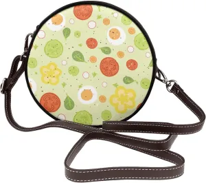 Women's Leather Flap Crossbody Purse Handbag Shoulder Bag, Sling Round Bag for Party Christmas