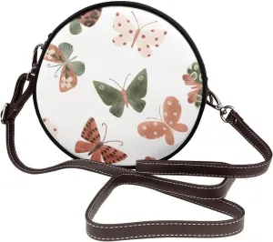 Women's Leather Flap Crossbody Purse Handbag Shoulder Bag, Sling Round Bag for Party Christmas