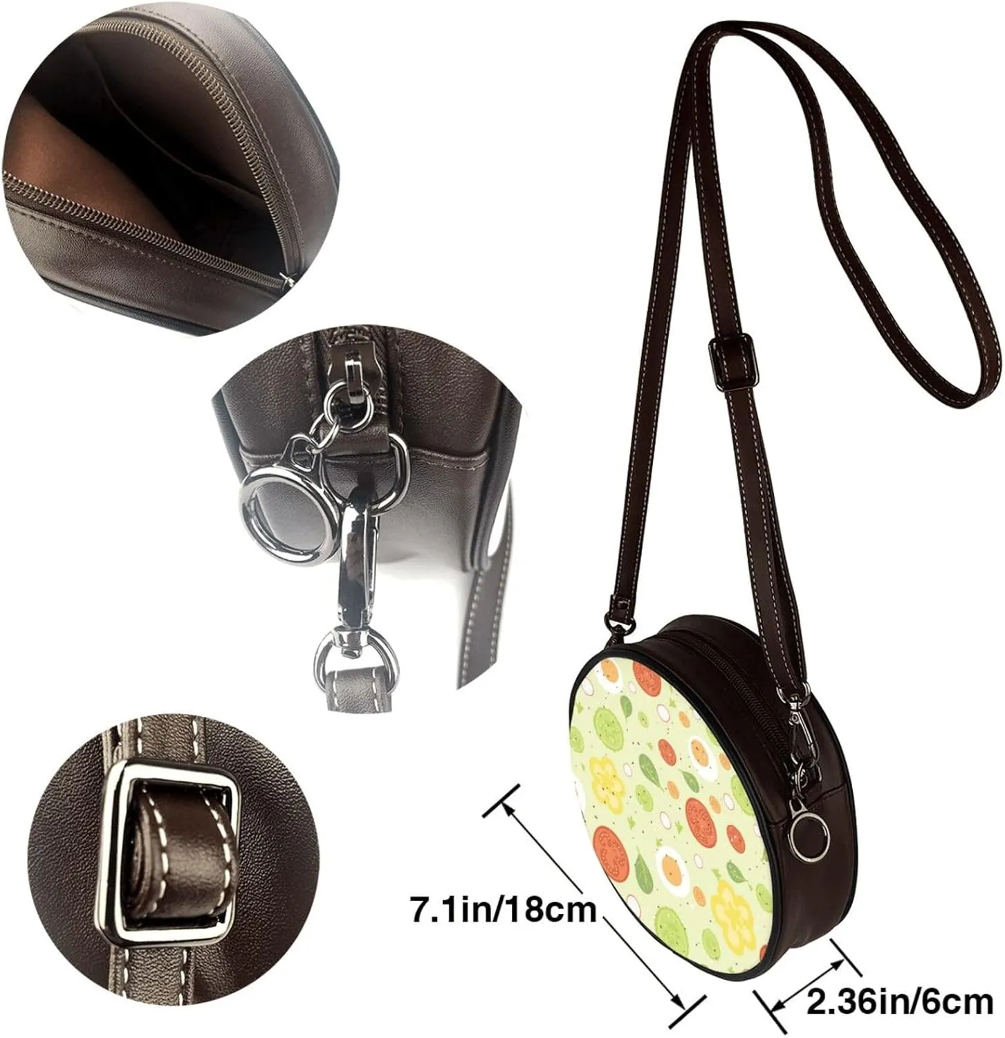 Women's Leather Flap Crossbody Purse Handbag Shoulder Bag, Sling Round Bag for Party Christmas