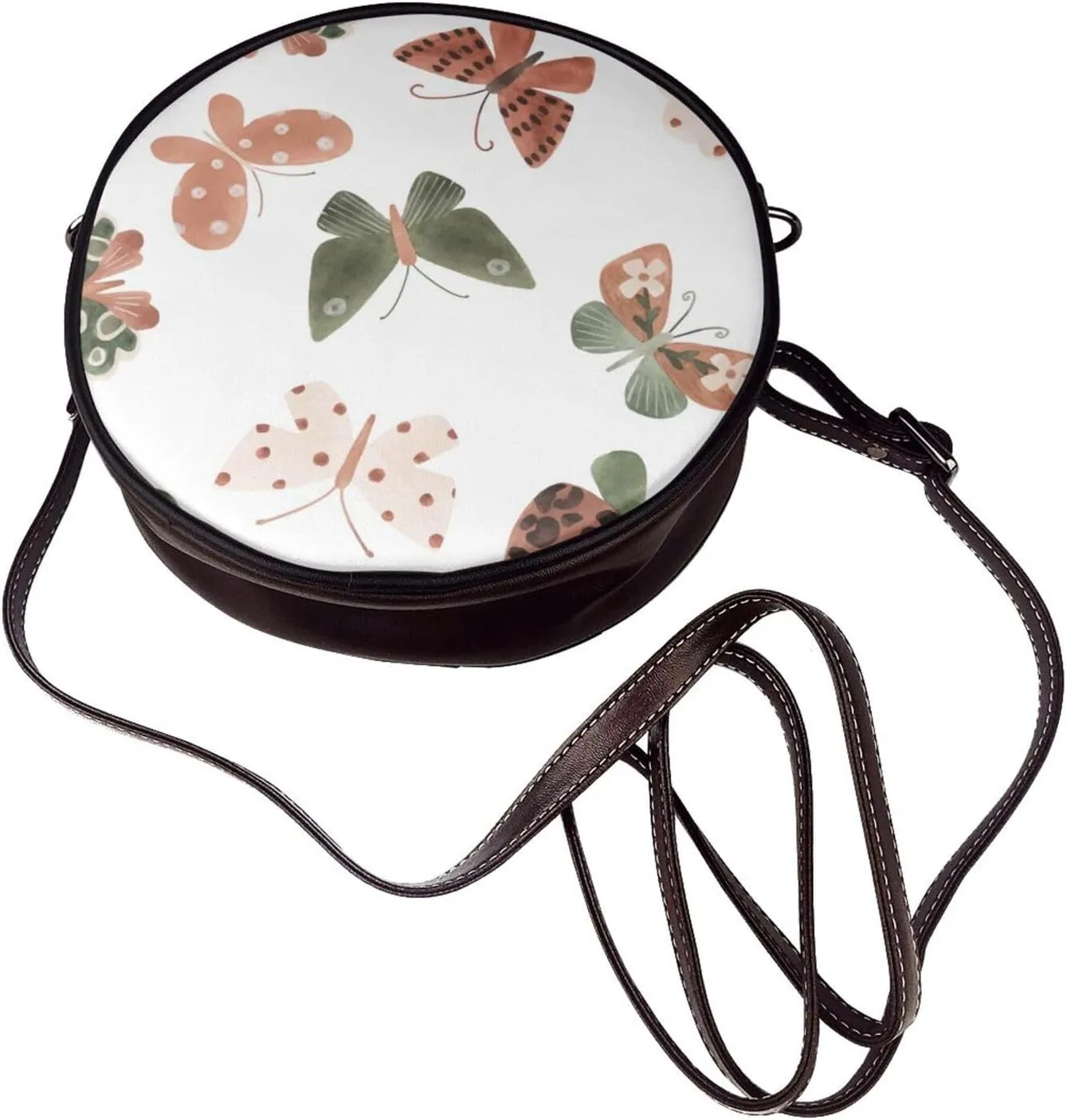 Women's Leather Flap Crossbody Purse Handbag Shoulder Bag, Sling Round Bag for Party Christmas