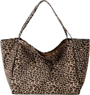 Women's Leopard Tote Bag Double Handle Lightweight Large Shoulder Bag Travel Satchel Handbag