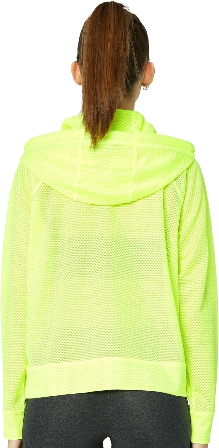 Women's Long Sleeve Mesh Hoody Sheer Hooded Sweatshirt Lightweight Athletic Jacket Zip Up Sheer Hoodie