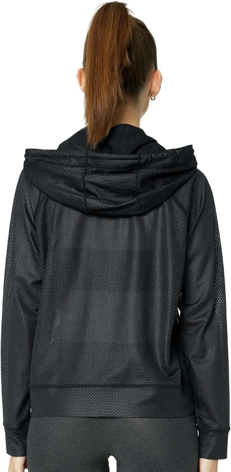 Women's Long Sleeve Mesh Hoody Sheer Hooded Sweatshirt Lightweight Athletic Jacket Zip Up Sheer Hoodie