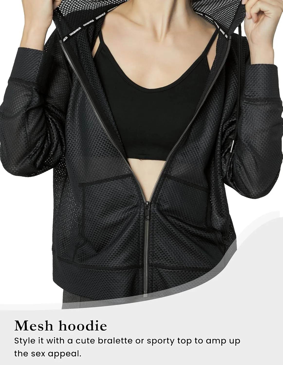 Women's Long Sleeve Mesh Hoody Sheer Hooded Sweatshirt Lightweight Athletic Jacket Zip Up Sheer Hoodie