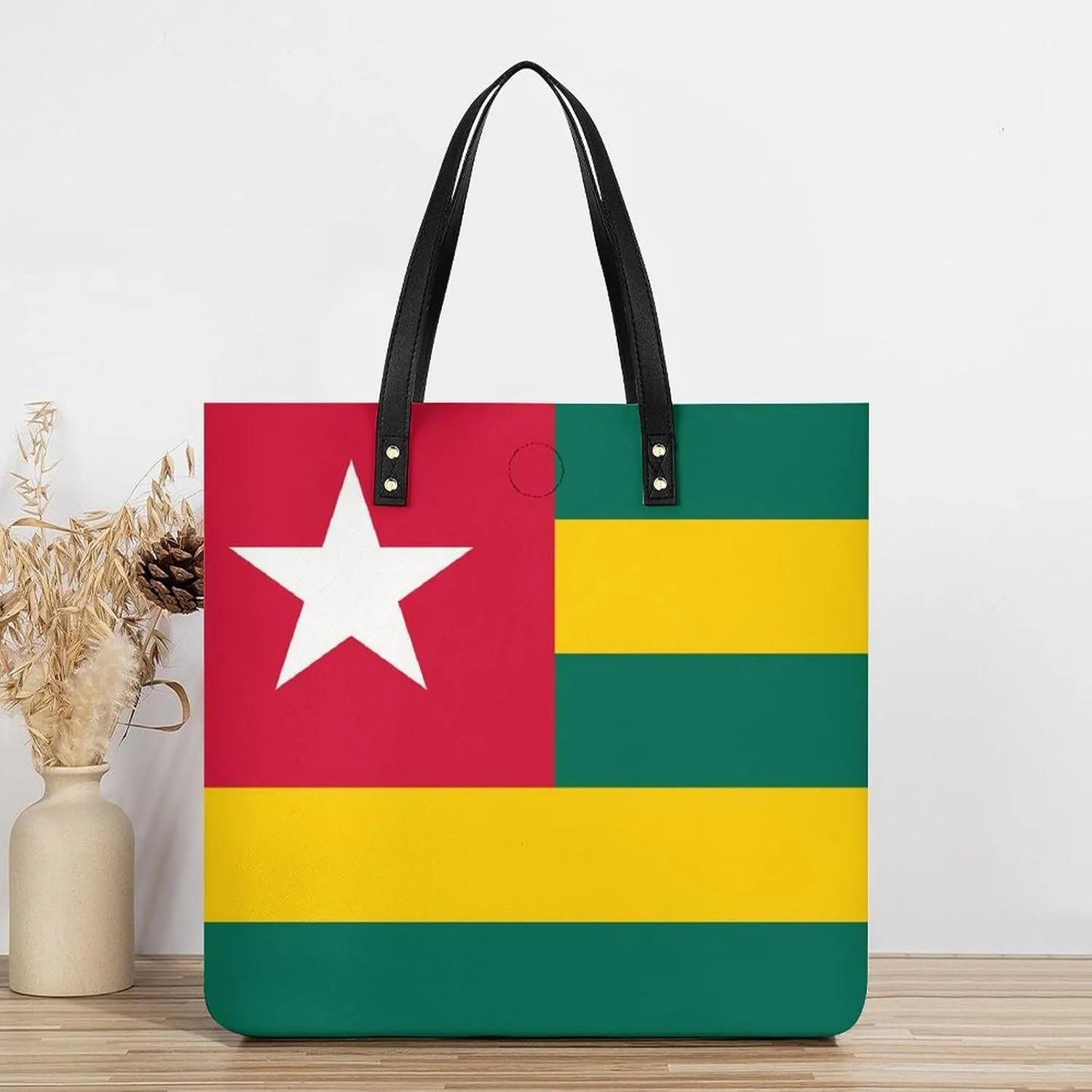 Women's Namibia Flag Leather Tote Handbag Large Capacity Shoulder Bag for Everyday Use