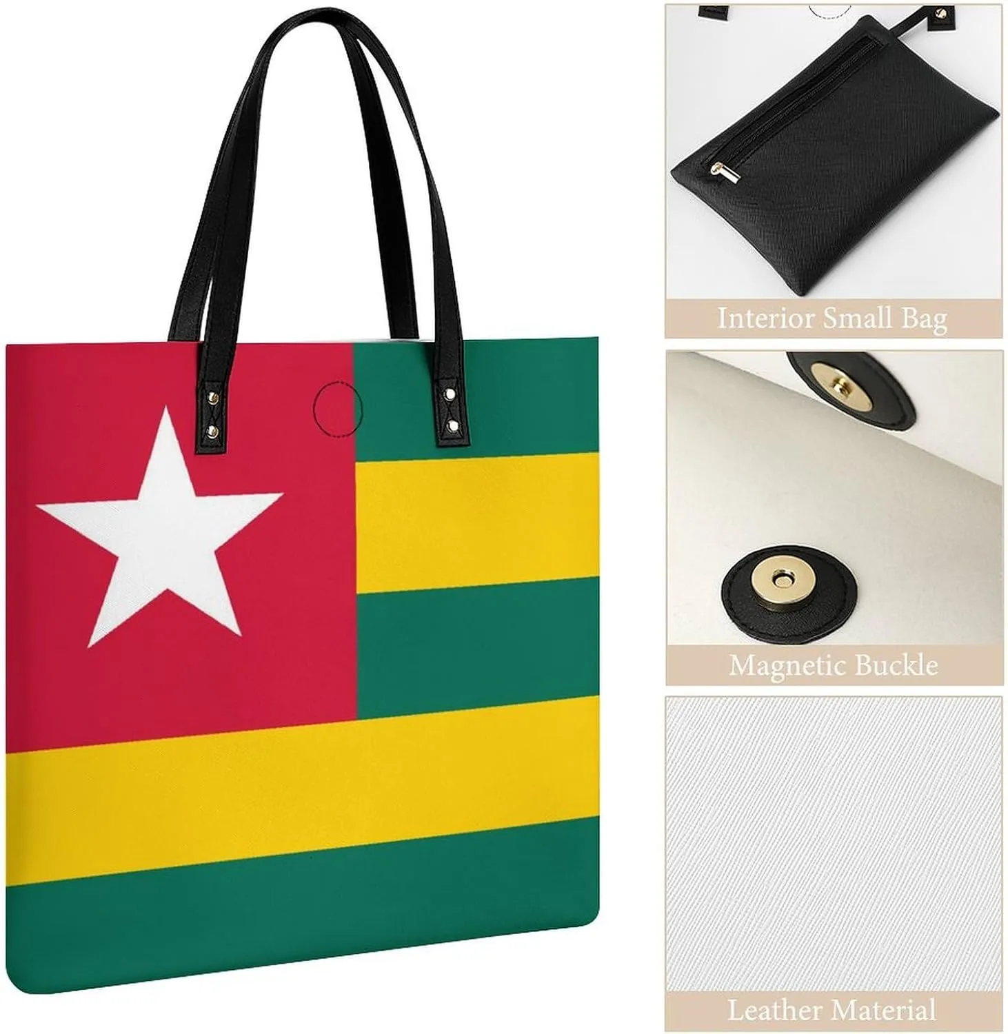 Women's Namibia Flag Leather Tote Handbag Large Capacity Shoulder Bag for Everyday Use