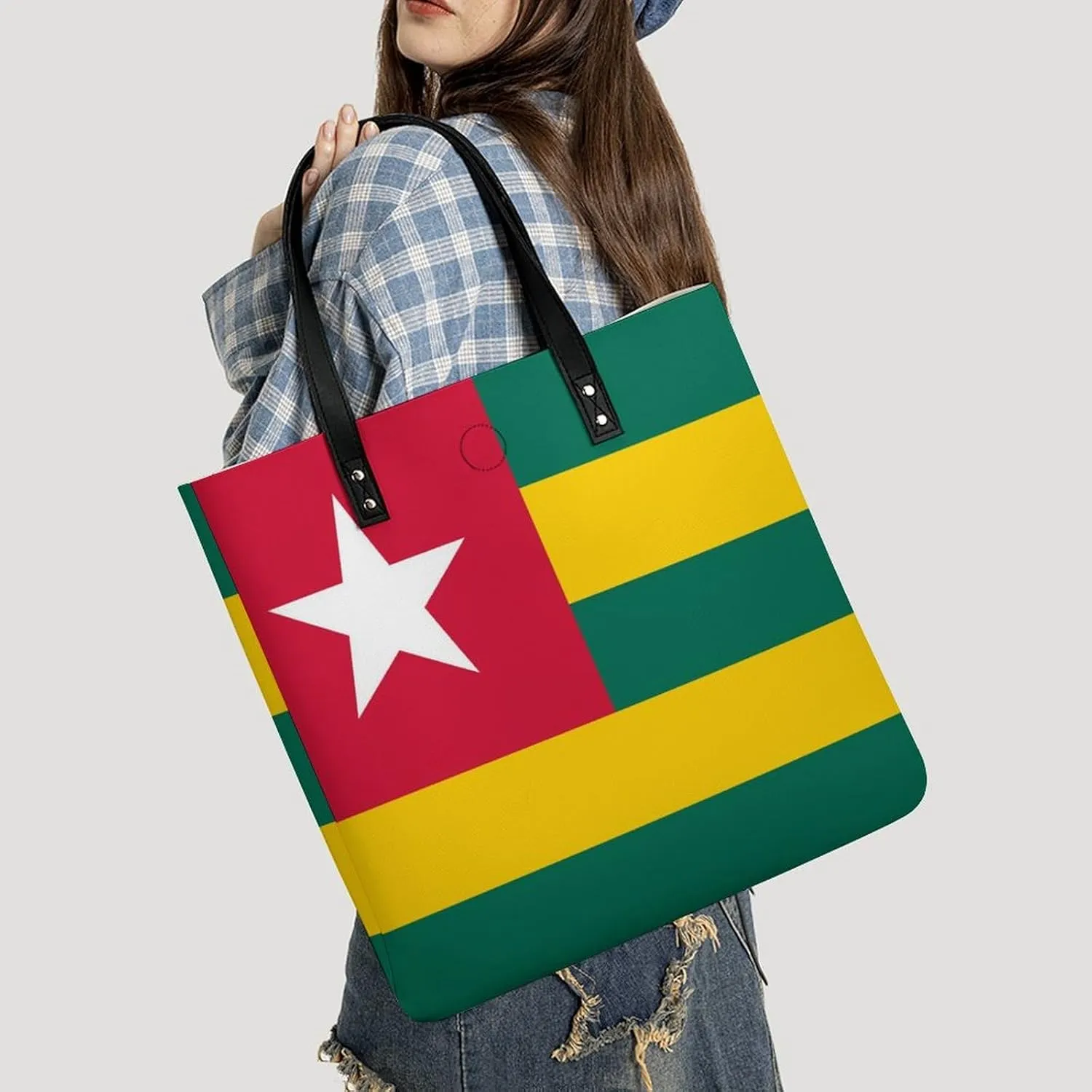 Women's Namibia Flag Leather Tote Handbag Large Capacity Shoulder Bag for Everyday Use