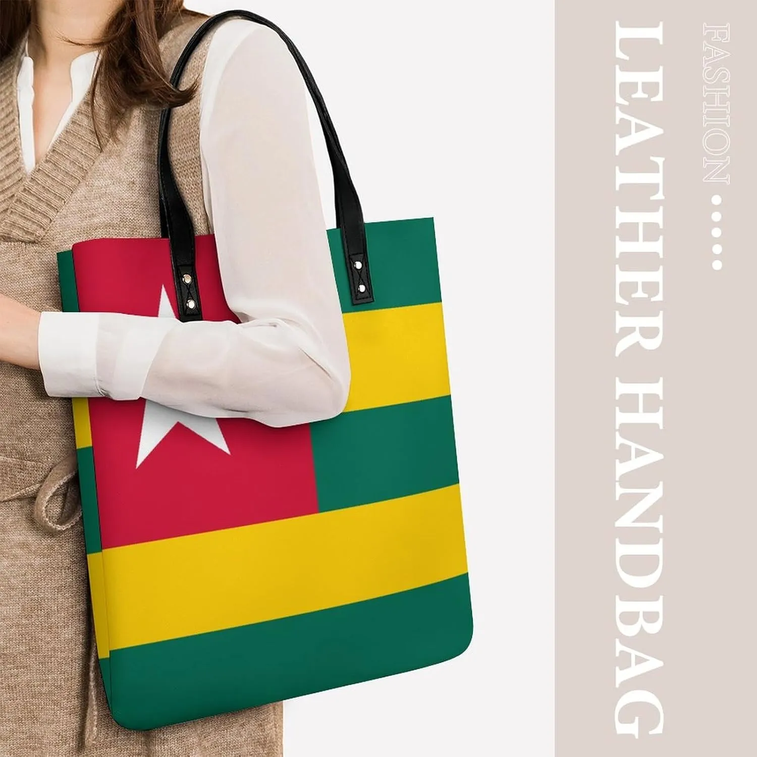 Women's Namibia Flag Leather Tote Handbag Large Capacity Shoulder Bag for Everyday Use