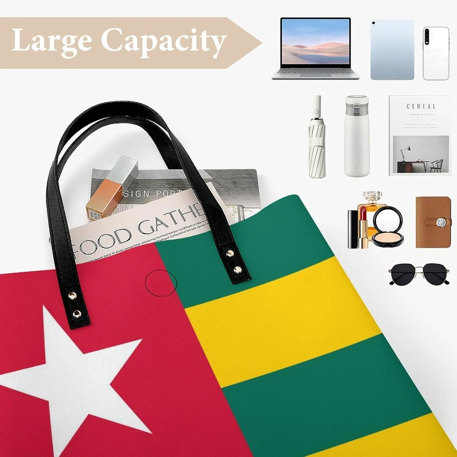 Women's Namibia Flag Leather Tote Handbag Large Capacity Shoulder Bag for Everyday Use