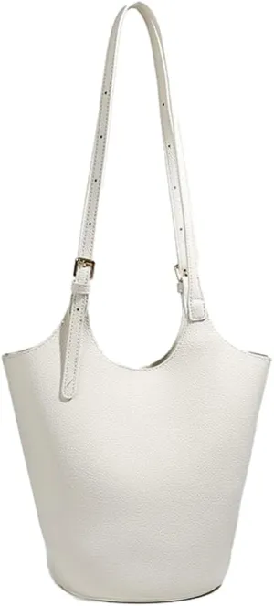 Womens PU Leather Shoulder Bag Large Bucket Tote Purse Handbag Casual Top Handle Satchel 2pcs with Adjustable Strap