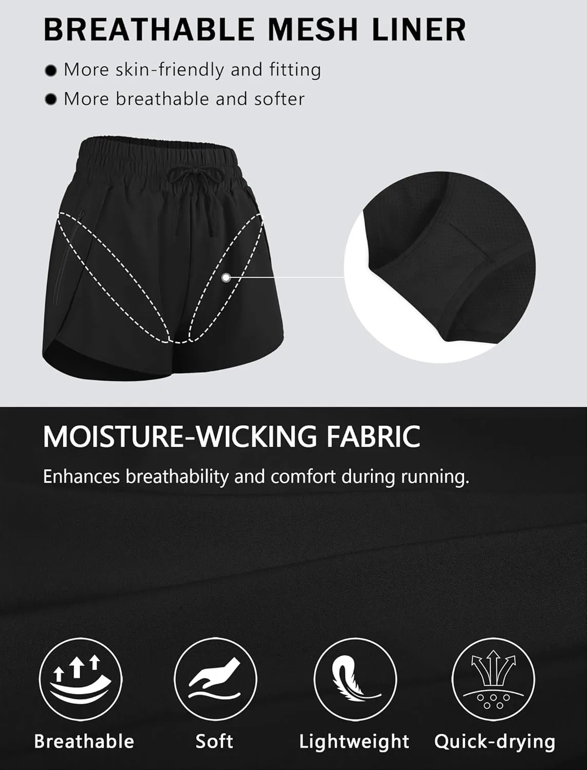 Women's Running Shorts High Waisted Quick Dry Athletic Shorts Sports Workout Gym Track Drawstring Shorts with Pockets