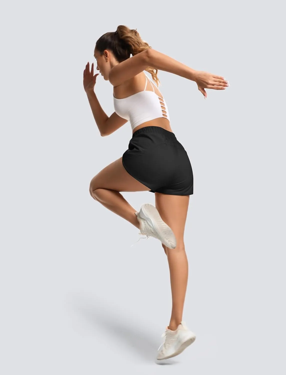 Women's Running Shorts High Waisted Quick Dry Athletic Shorts Sports Workout Gym Track Drawstring Shorts with Pockets