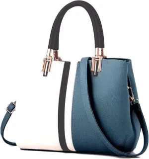 Women's Stylish Contrasting Handbag Large Capacity Commuter Shoulder Crossbody Bag Fashion Top Handle Satchel
