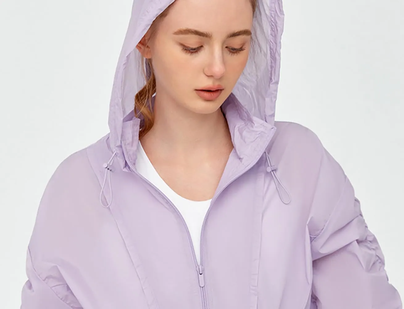 Women's Sun Protection Cropped Sun Shirts Long Sleeve Hoodie Lightweight Jackets Hiking Camping Outdoor