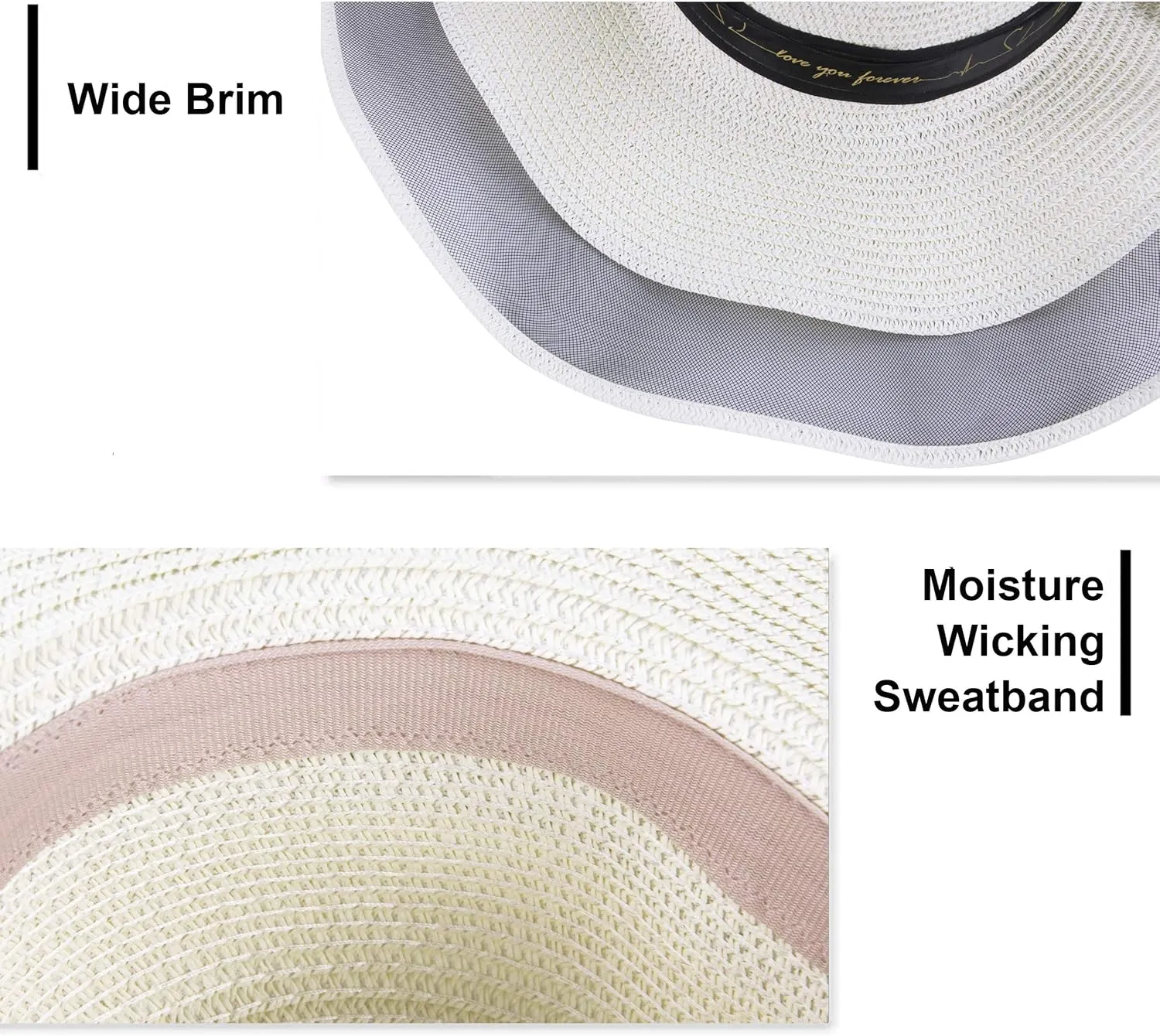 Womens Sun Straw Hat UV UPF50 Travel Foldable Wide Brim Summer Beach Hats