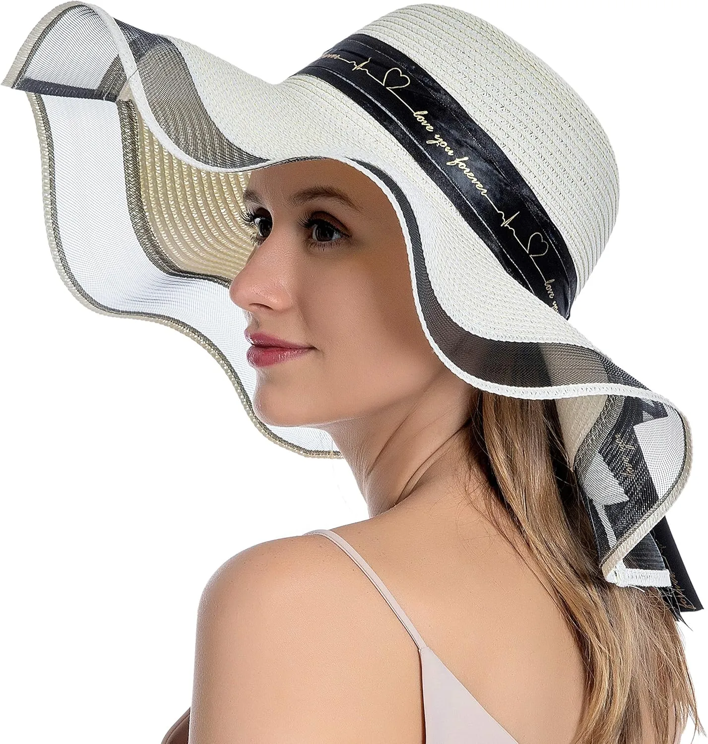 Womens Sun Straw Hat UV UPF50 Travel Foldable Wide Brim Summer Beach Hats
