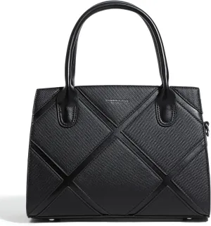 Women's Vegan Leather Top Handle Crossbody Satchel Tote Work Bag in Checkered Pattern