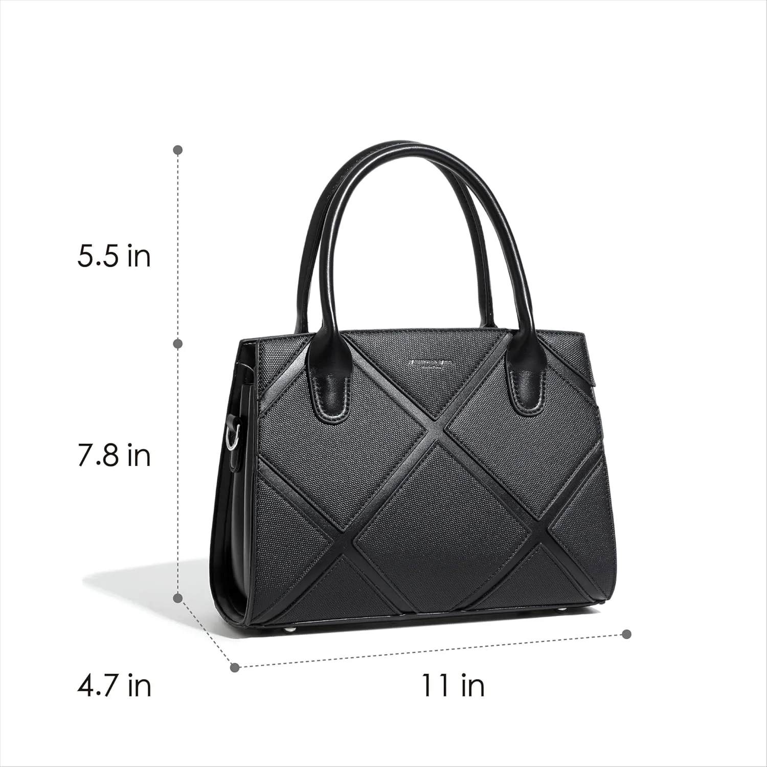 Women's Vegan Leather Top Handle Crossbody Satchel Tote Work Bag in Checkered Pattern