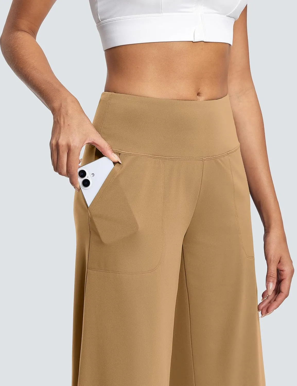 Women's Wide Leg Yoga Capris High Waist Loose Fit Dress Pants with Pockets Casual Lounge Capri Pants for Women